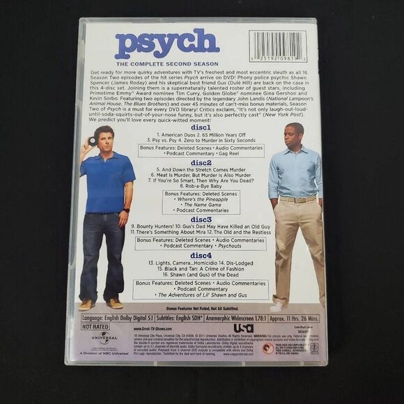 Psych 2nd Season TV Series [DVD, 4-disc] - Picture 3 of 3